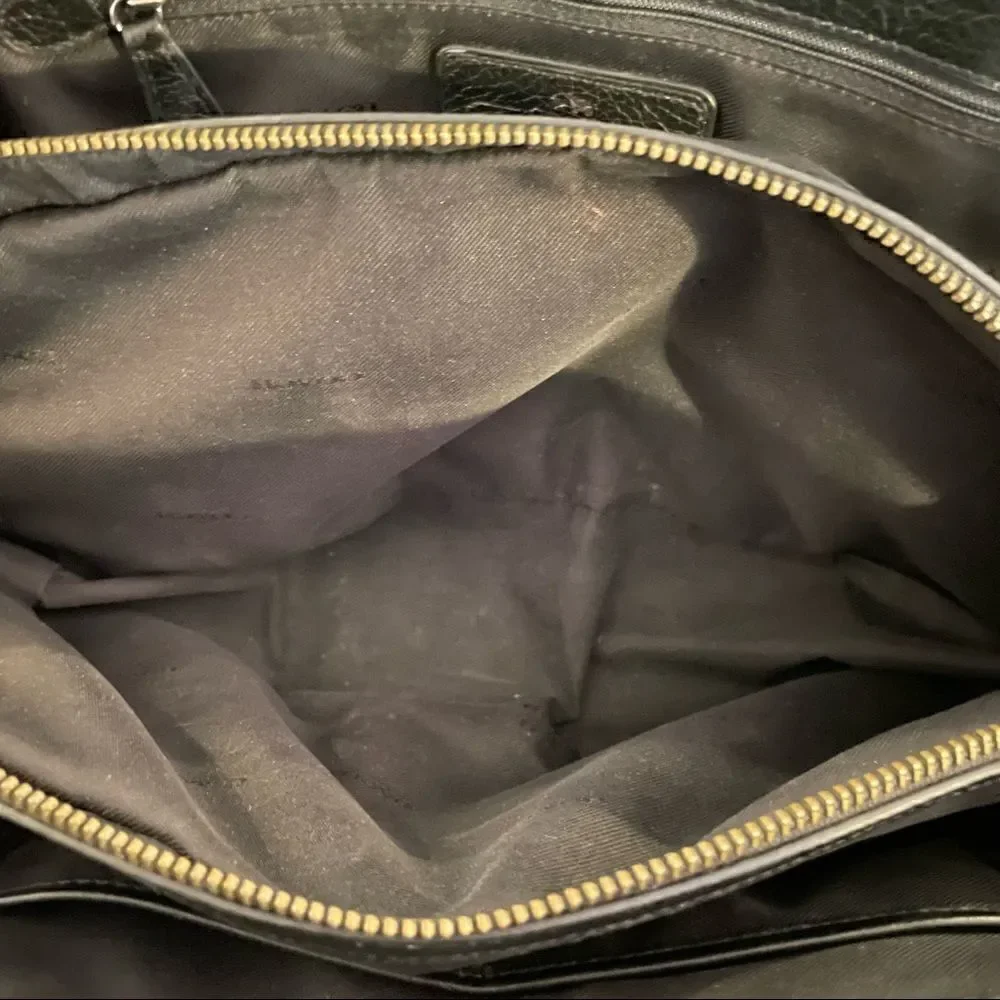 Coach Mercer Calfhair Satchel 38357 Black Scattered Leaf